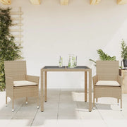Set da Pranzo da Giardino 3 pz con Cuscini Polyrattan e Vetro 3278567