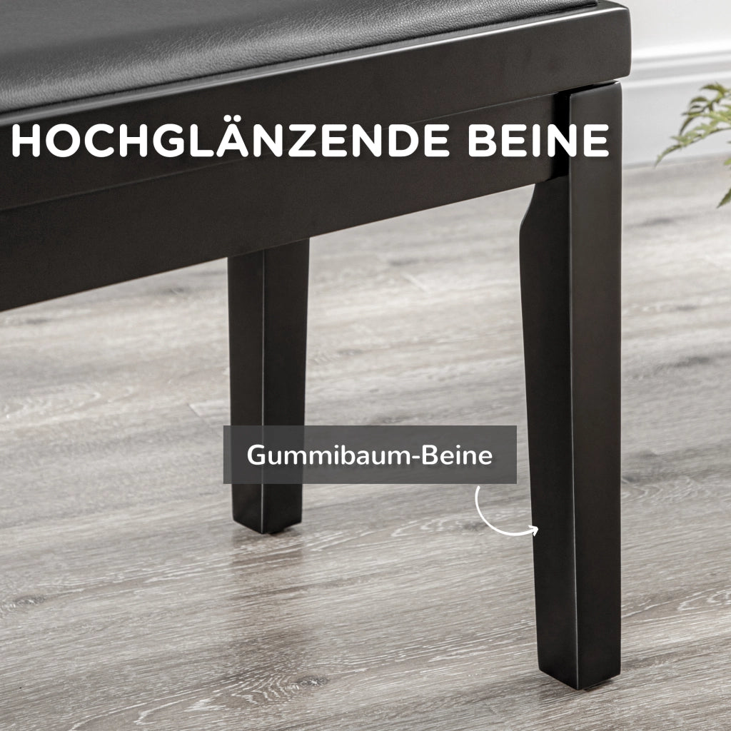 PANCA PER PIANOFORTE REGOLABILE 63 x 33 x 45-56 cm Nera in similpelle