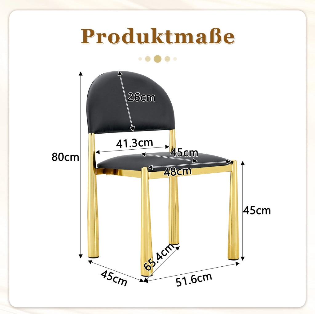 Sedia da pranzo in PU e metallo; schienale ergonomico; nero