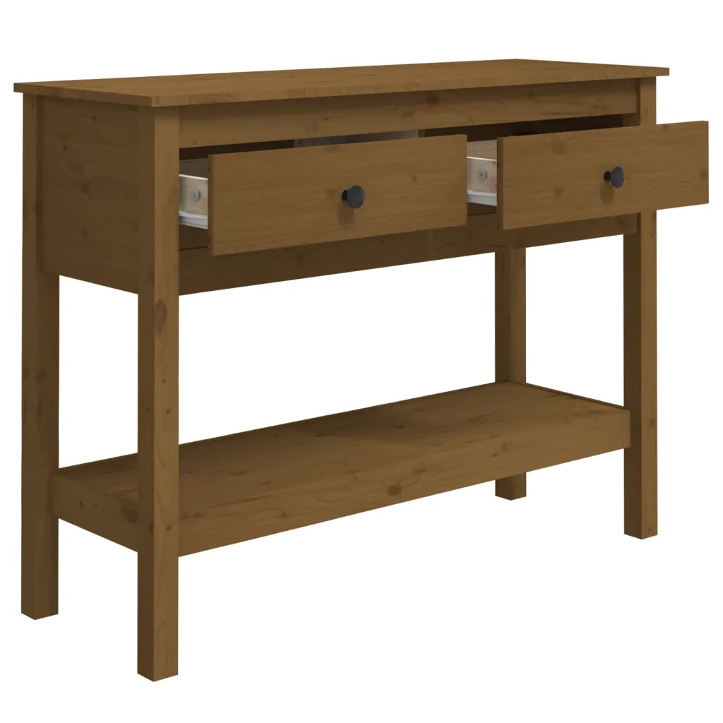 Tavolo Consolle Ambrato 100x35x75 cm in Legno Massello di Pino 814627