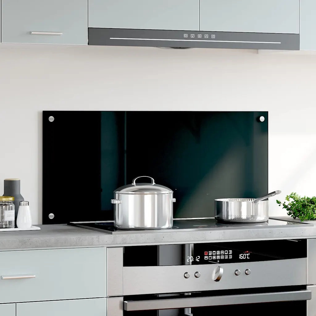 Paraschizzi per Cucina Nero 90x40 cm in Vetro Temperato 249487