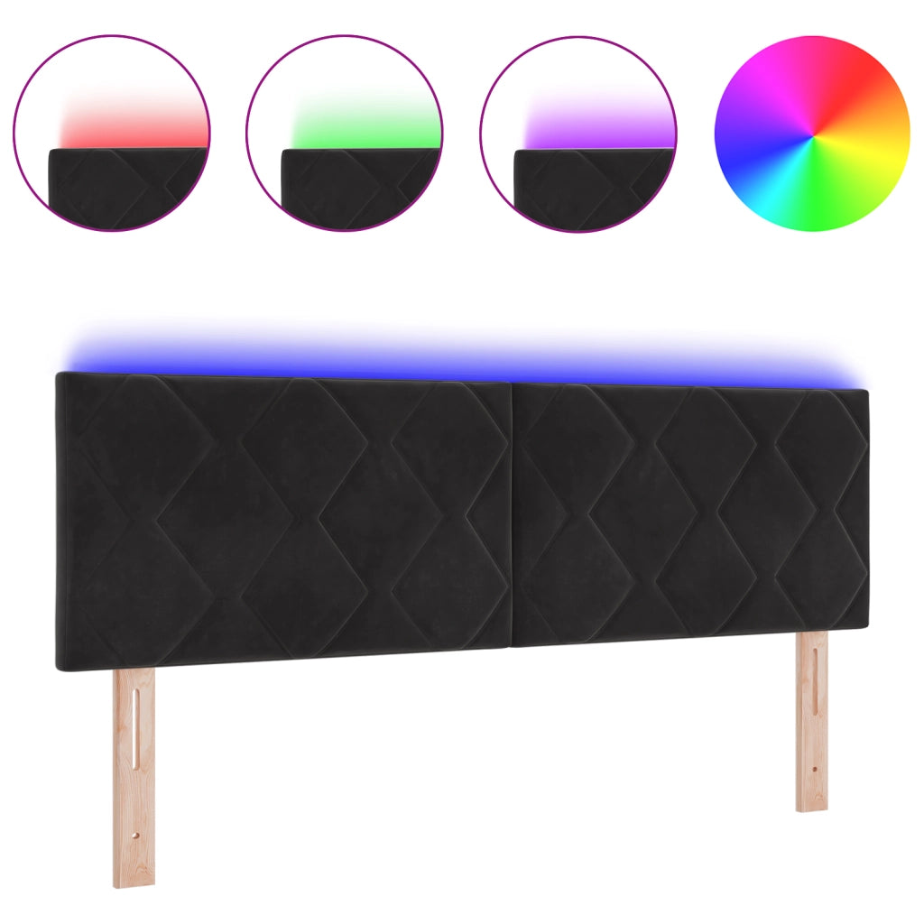 Testata LED Design Blocchi di Diamante Nera 144 cm Velluto