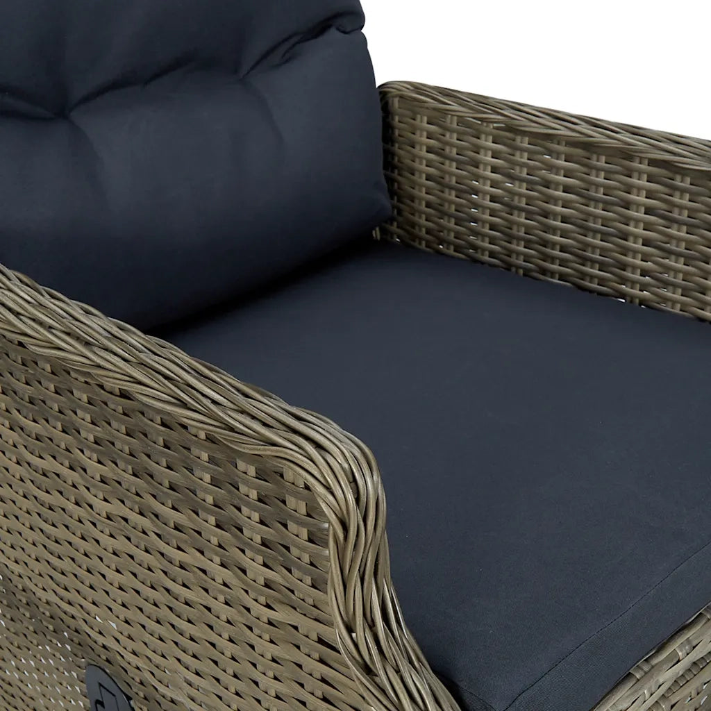 Sedia da Giardino Reclinabile con Cuscini in Polyrattan Marrone 313302