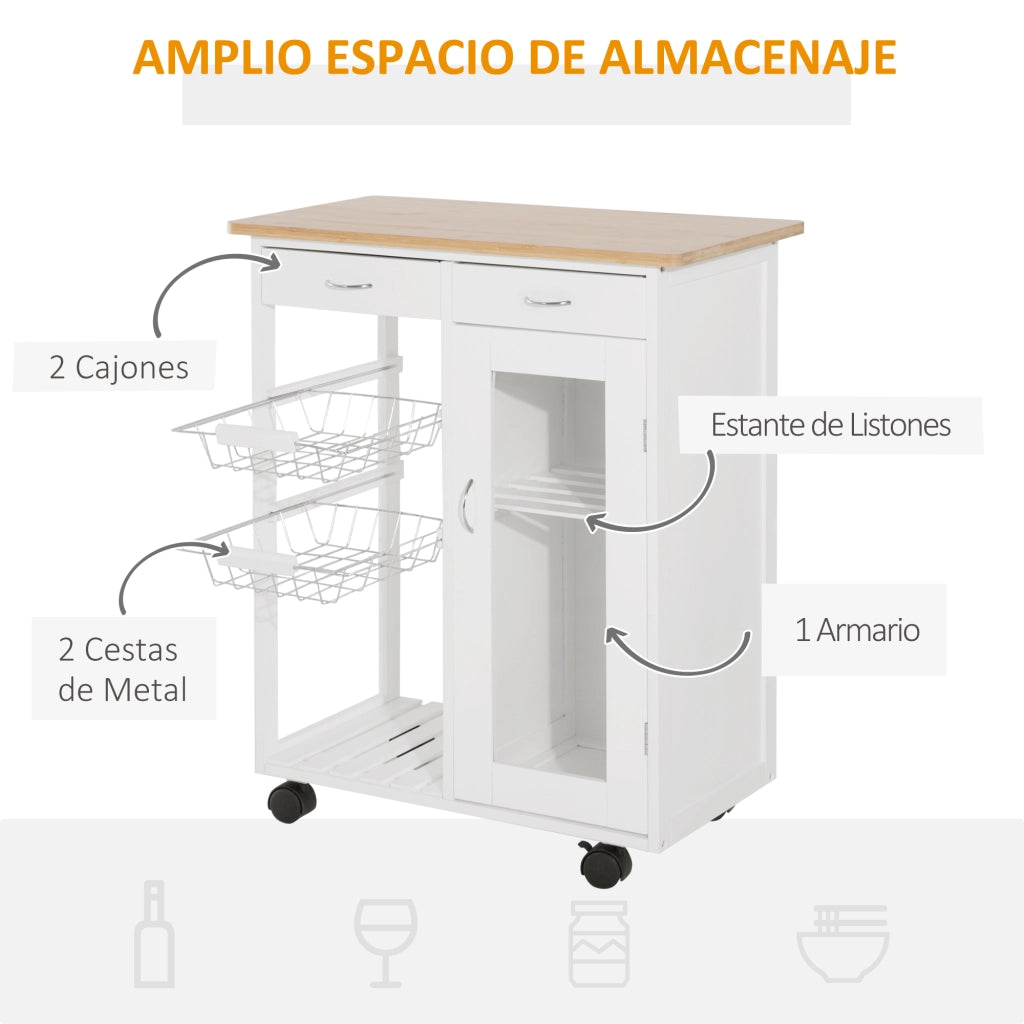 Carrello Multiusos con Cassetti e Ripiani ¨C ZephMum ¨C Legno 70x37x85cm
