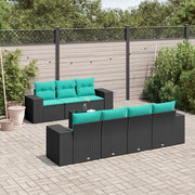 Set Divani da Giardino 8 pz con Cuscini Nero in Polyrattan 3222326