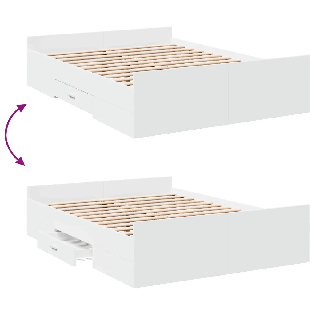vidaXL Giroletto con Cassetti Bianco 120x200 cm in Legno Multistrato