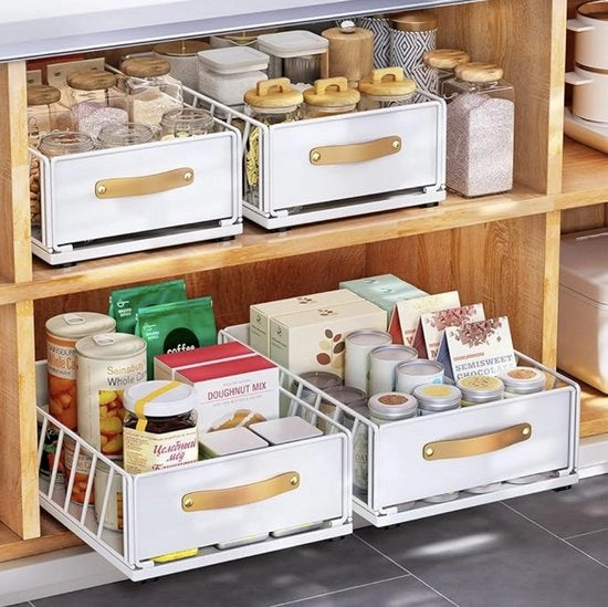 Organizzatore di cassetta estensibile per armadio cassettiera metallica con maniglia estraibile con maniglia per cucina 40 x 25 x 16 cm