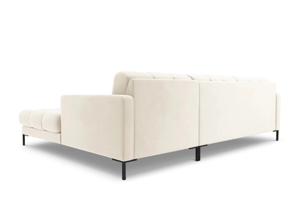 Cosmopolitan Design - Divano angolare destro "Bali" 5 posti in velluto beige chiaro 