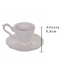 Set 3 Kit Tazze in Ceramica con Piattino Larghezza 14 cm