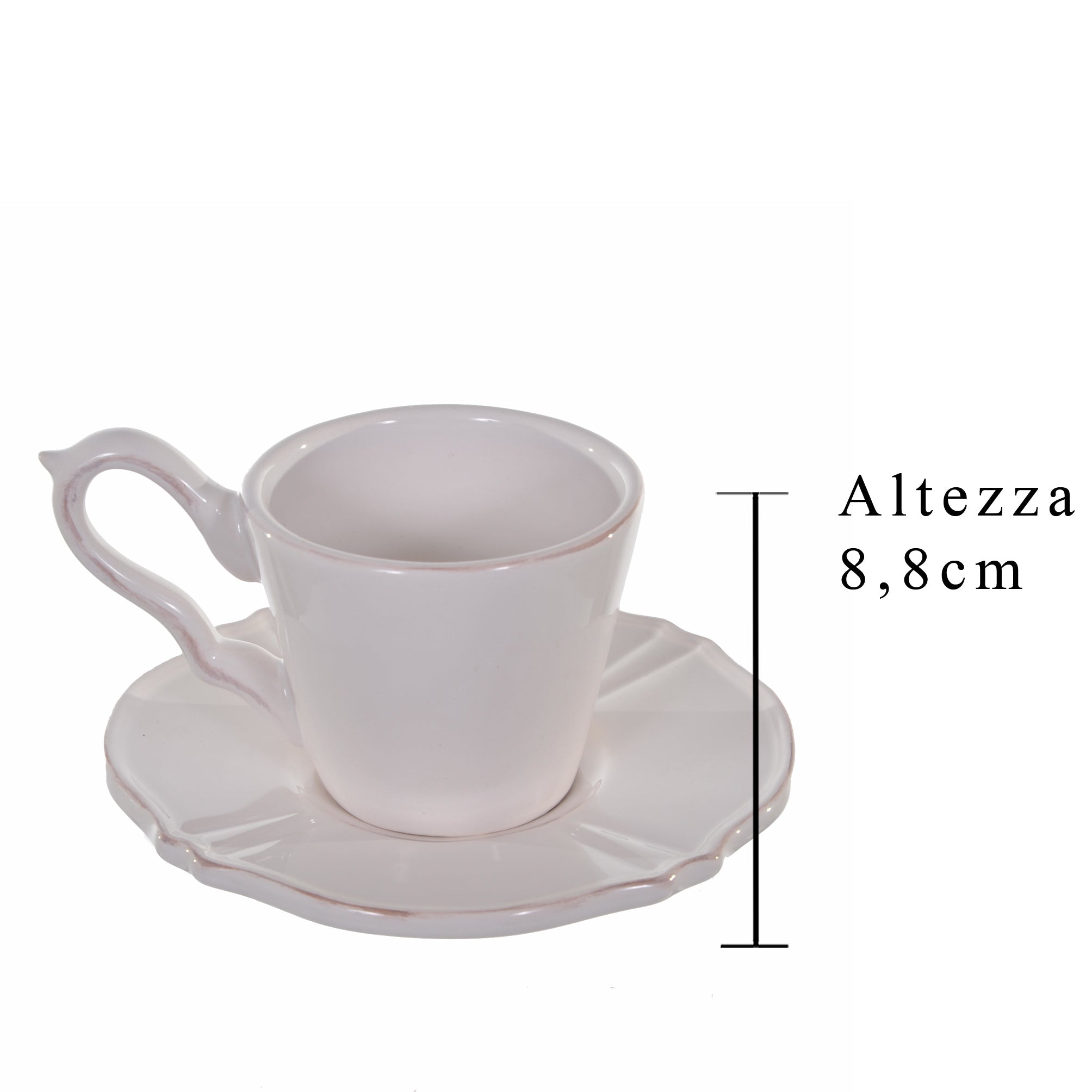 Set 3 Kit Tazze in Ceramica con Piattino Larghezza 14 cm