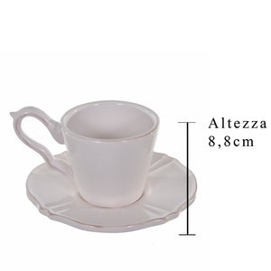 Set 3 Kit Tazze in Ceramica con Piattino Larghezza 14 cm