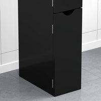 Mobile a Colonna da Bagno Salvaspazio 2 Ripiani e 2 Armadietti 15,2x29,8x118 cm Nero e Oro