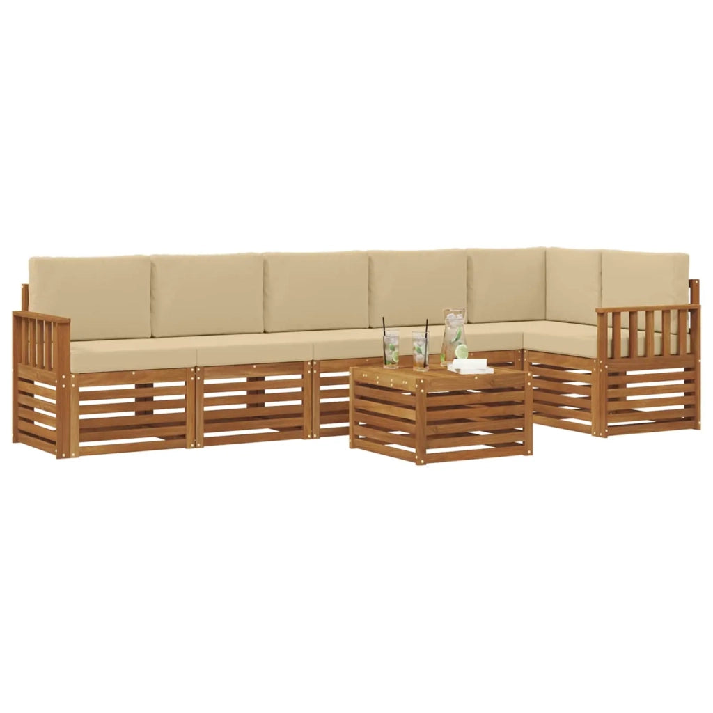 Set divano sezionale con cuscino 7 pcs Naturale e Beige 3374923