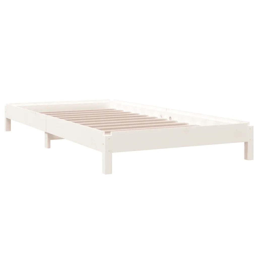 Letto singolo | Letto per adulti | Letto Impilabile Bianco 90x190 cm in Legno Massello di Pino