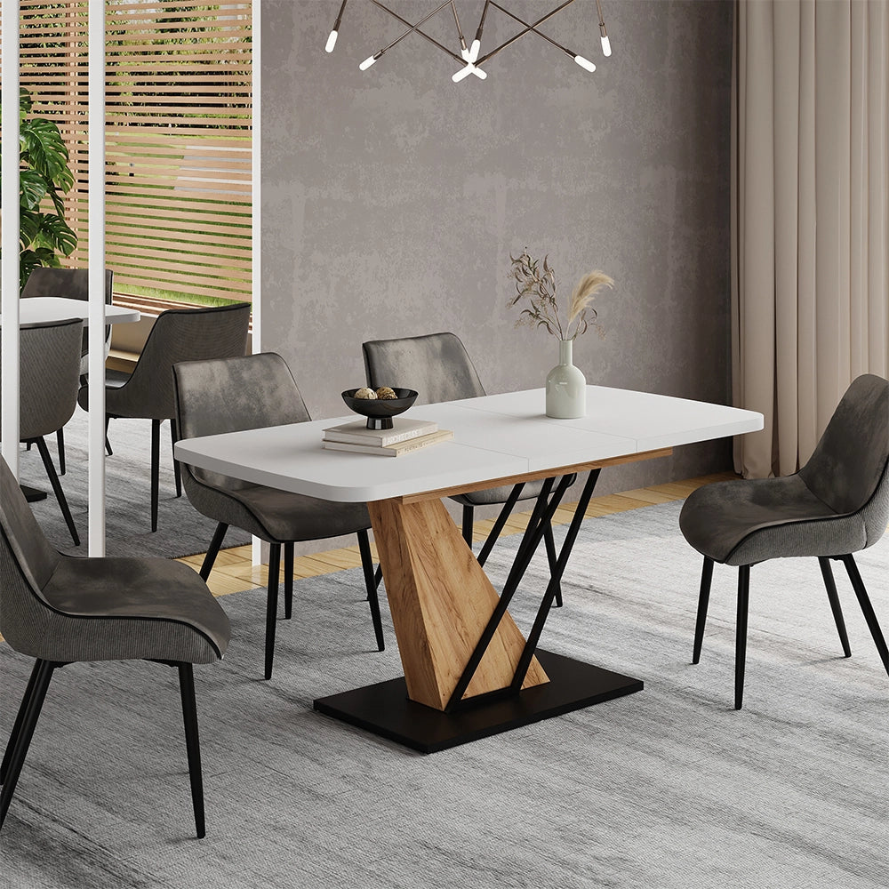 Vicco tavolo da pranzo allungabile Rovere bianco/dorato 120 x 80 cm 2 parti