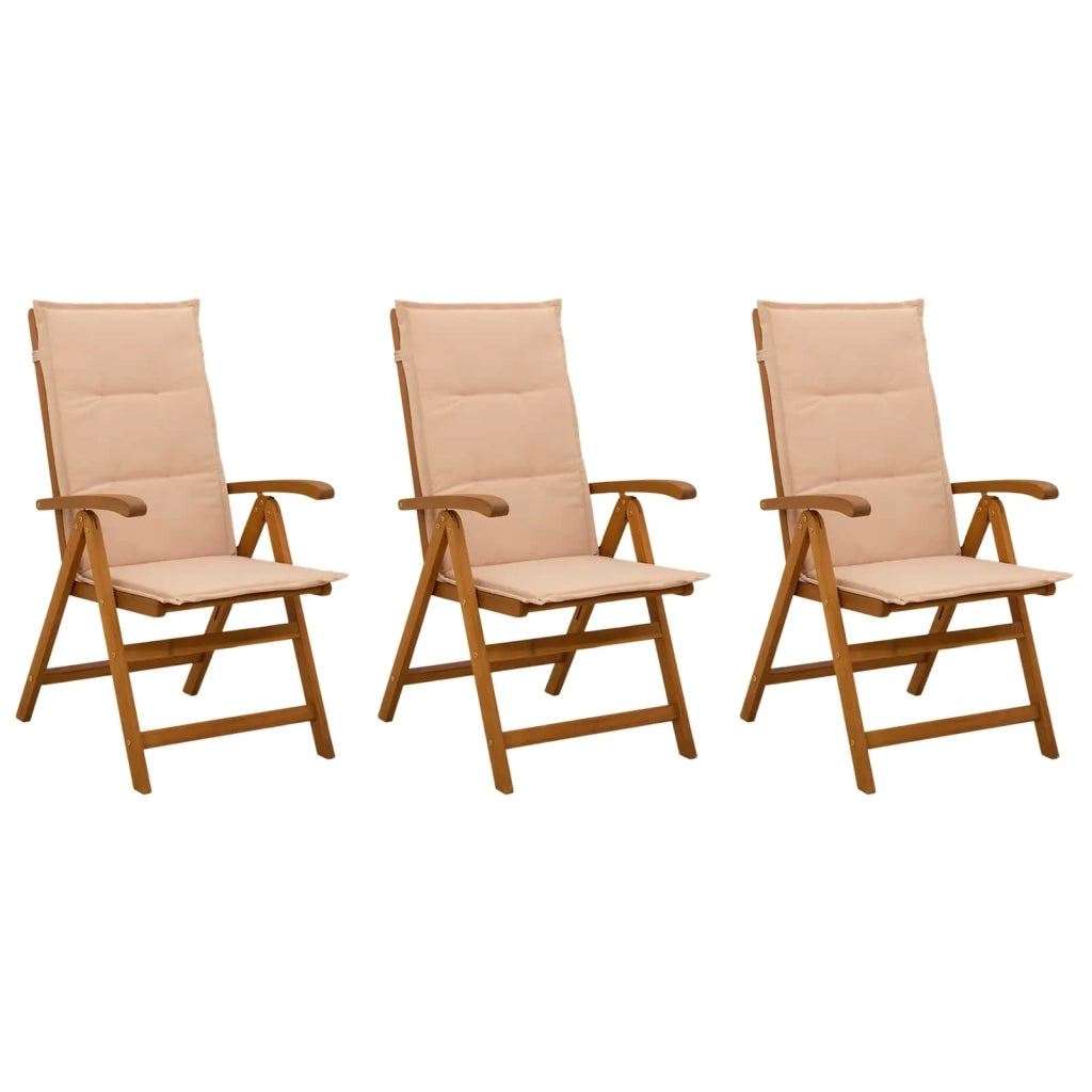 Sedie da giardino reclinabili 3 pz Naturale 42041435