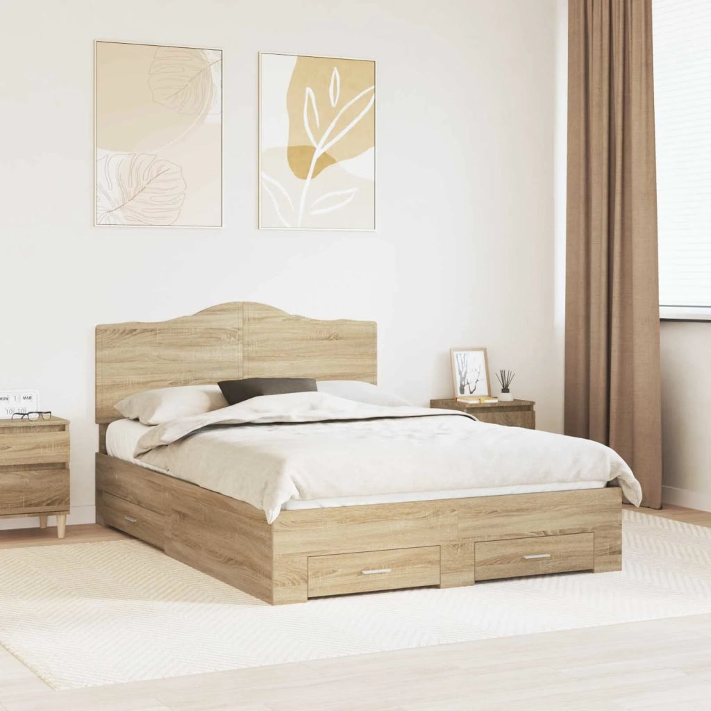 Struttura del letto con testiera Rovere Sonoma 140 x 190 cm