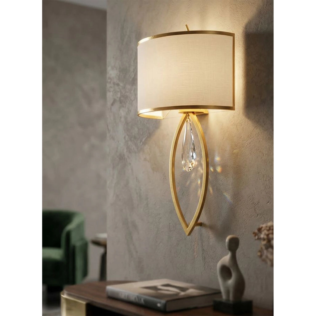 Lampada a Parete VKH909, Bianco, Tessuto, 16x15x50 cm