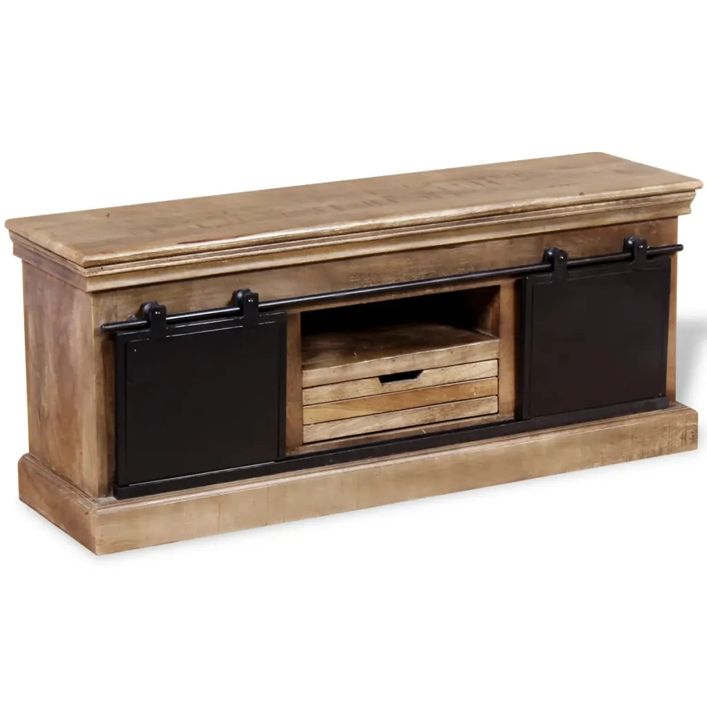 Mobile TV 2 Porte Scorrevoli Legno Massello Mango 110x30x45 cm 244019