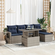 Set Divano da Giardino 6 pz con Cuscini Grigio Polyrattan Acacia 3326462
