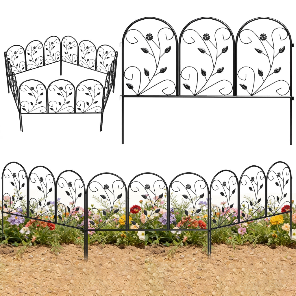 Pannello Recinzione Giardino 5 Pezzi 80x60 cm ¨C Zephmum ¨C Nero Antiruggine