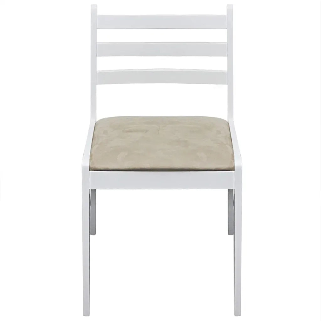 Sedie da Pranzo 4 pz Bianche Legno Massello di Hevea e Velluto 242031