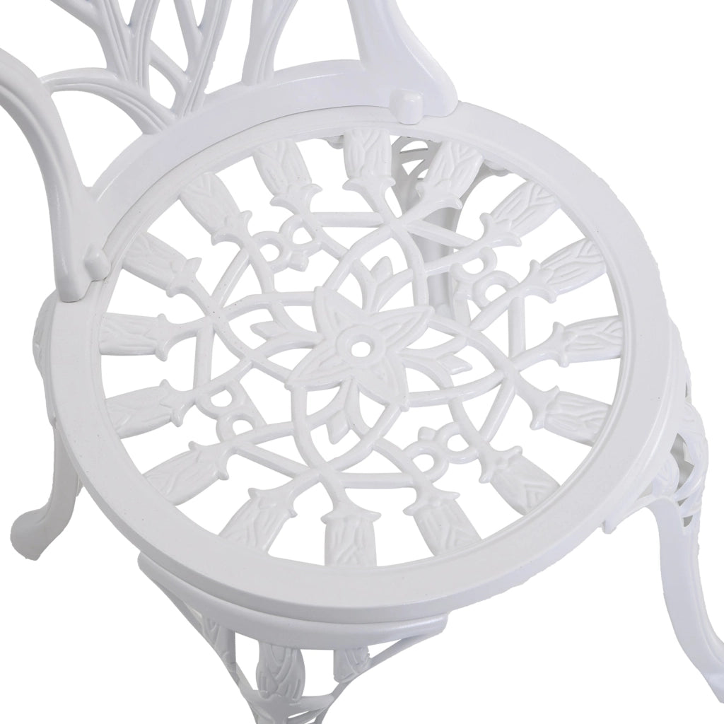 Set Tavolino e 2 Sedie da Giardino in Alluminio Bianco