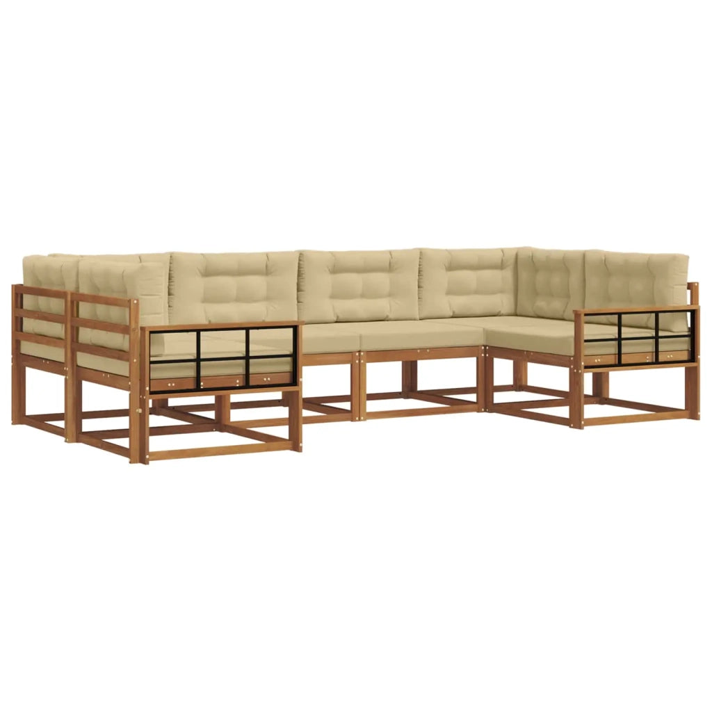 Set di divani da esterno con cuscino 6 pcs Naturale e Beige