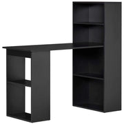 SCRIVANIA PC IN LEGNO CON 6 RIPIANI PORTAOGGETTI LATERALI, 120X55X120 CM, NERO