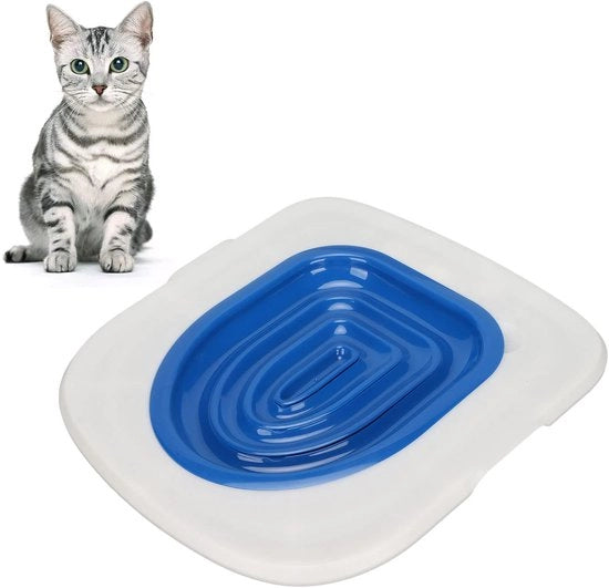 Set di Addestramento per la Toilettraining, Cassetta per Gatti, Addestratore per Animali Domestici, Progettazione Rimovibile, Alta Capacità di Carico, Utilizzabile in Molti Modi (Cassetta Bianca, 1 Supporto Blu Interno)