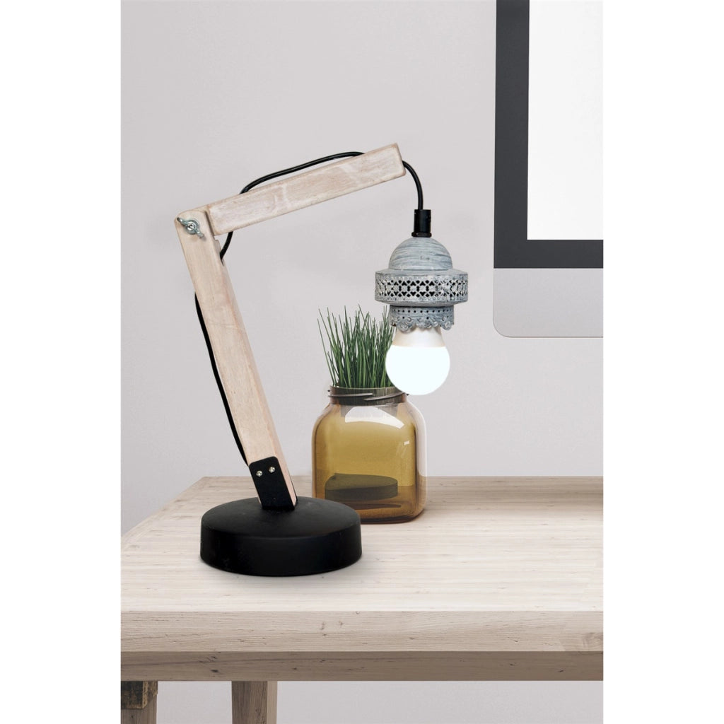 Lampada da tavolo Hangover VI in legno e metallo grigio