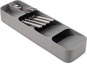 Organizzatore di stoviglie compattibile, 5 scomparti, per 24+ pezzi - Grigio