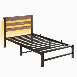 Letto 90x200cm LED - Xylo - USB struttura metallo spazio ripiano