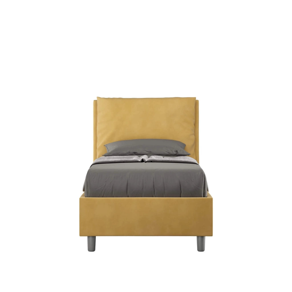 Letto singolo senza rete imbottito 80x190 microfibra ocra Antea