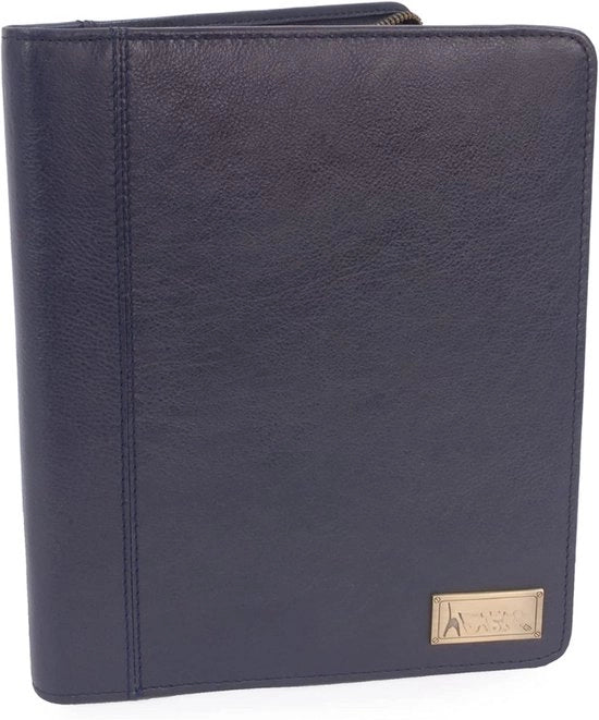 Cartella di Presentazione con Chiusura a Cerniera - Organizzatore per Documenti/Portfolio - Materiale Luxe - Blu