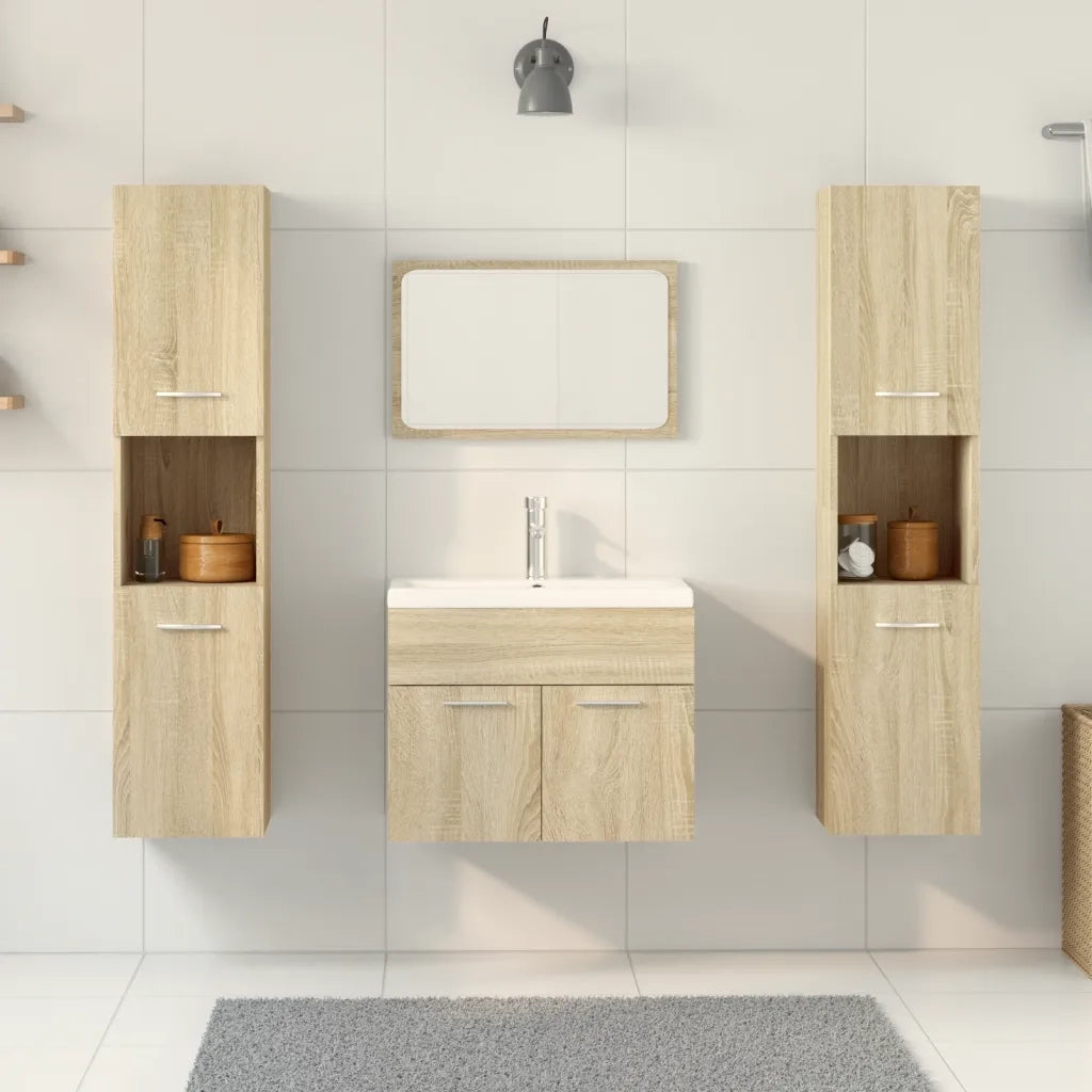 Set Mobili da Bagno 4 pz Rovere Sonoma in Legno Multistrato 3324999