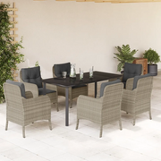 Set da Pranzo da Giardino 7 pz Cuscini Polyrattan Grigio Chiaro 3212001