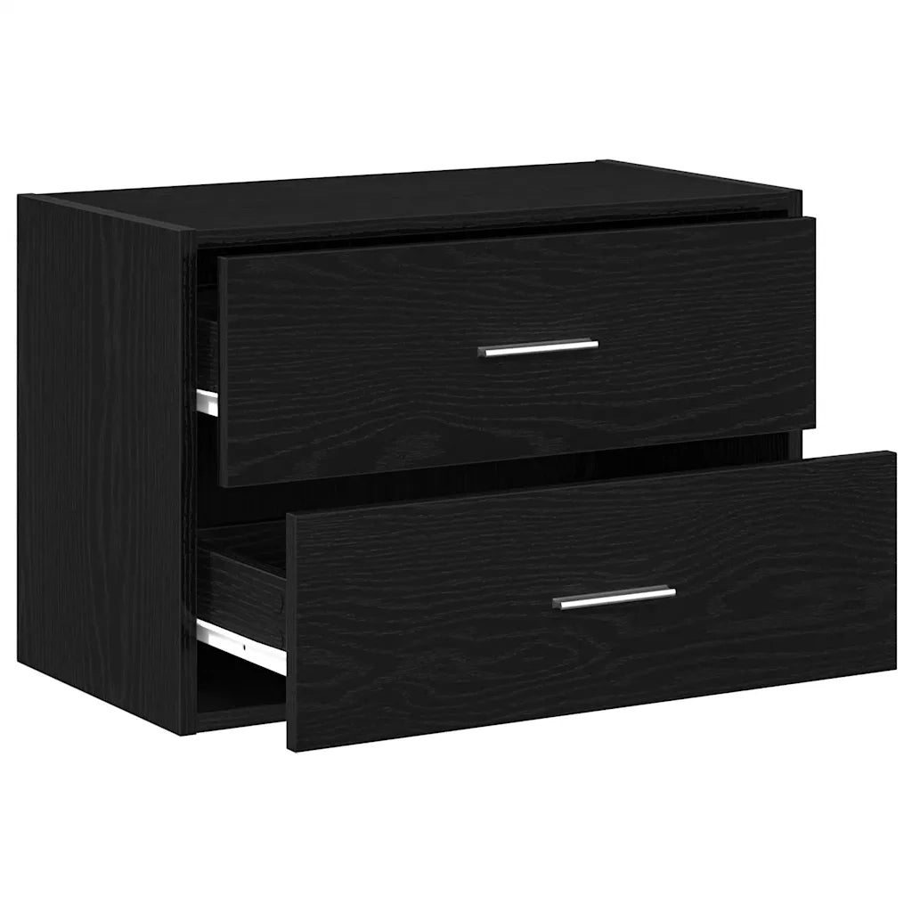 Armadio con 2 Cassetti Rovere Nero 60x31x40 cm in Truciolato 858823