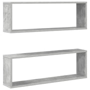 2 pz Mensole Parete | Mensola sospesa Cubo Grigio Cemento 80x15x26,5cm Multistrato