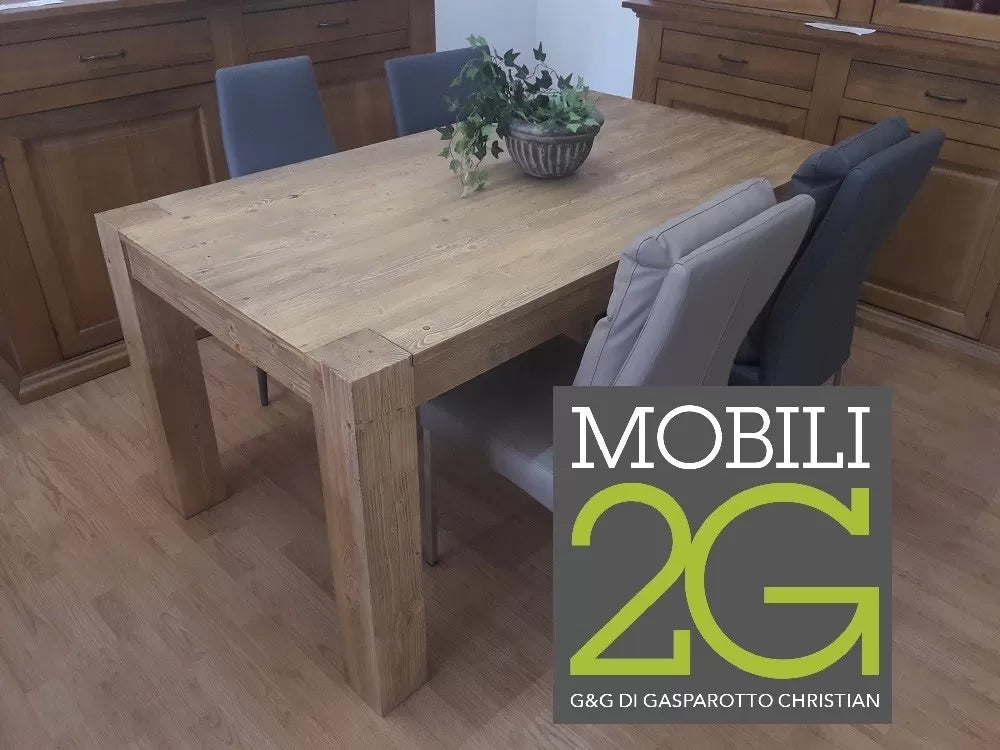 Tavolo rettangolare allungabile tinta rovere naturale in abete spazzolato 140x90 (854) - Mobili 2G