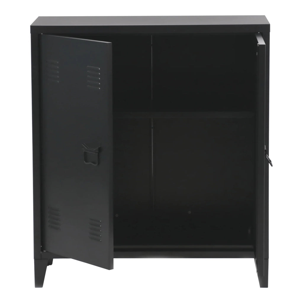 Armadio armadietto per ufficio mobiletto portaoggetti per ufficio officina camera da letto mobiletto per ufficio in metallo con 2 ante 90 x 80 x 33 cm nero opaco 03_0006341
