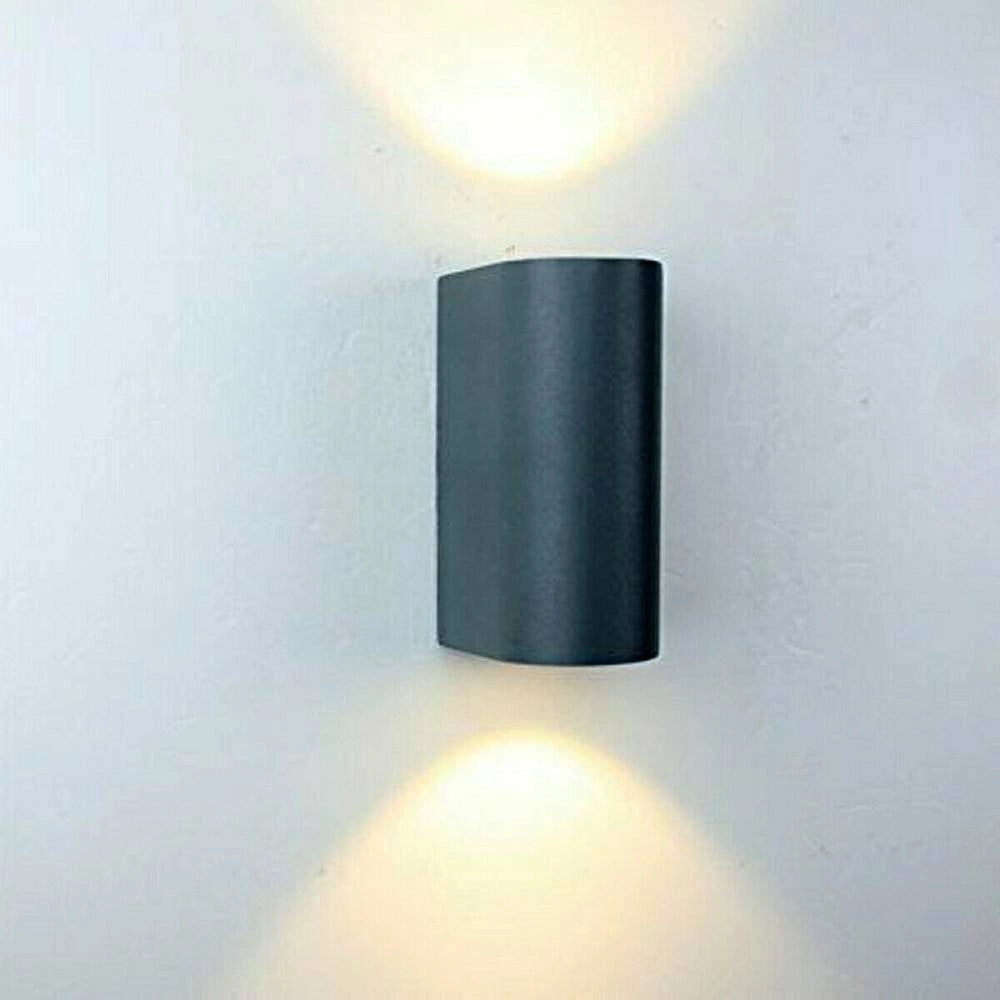 Trade Shop - Applique Doppia Luce Led 10w Nero Bianco Lampada Parete Up Down Faretto Esterno - Nero-bianco Caldo      -