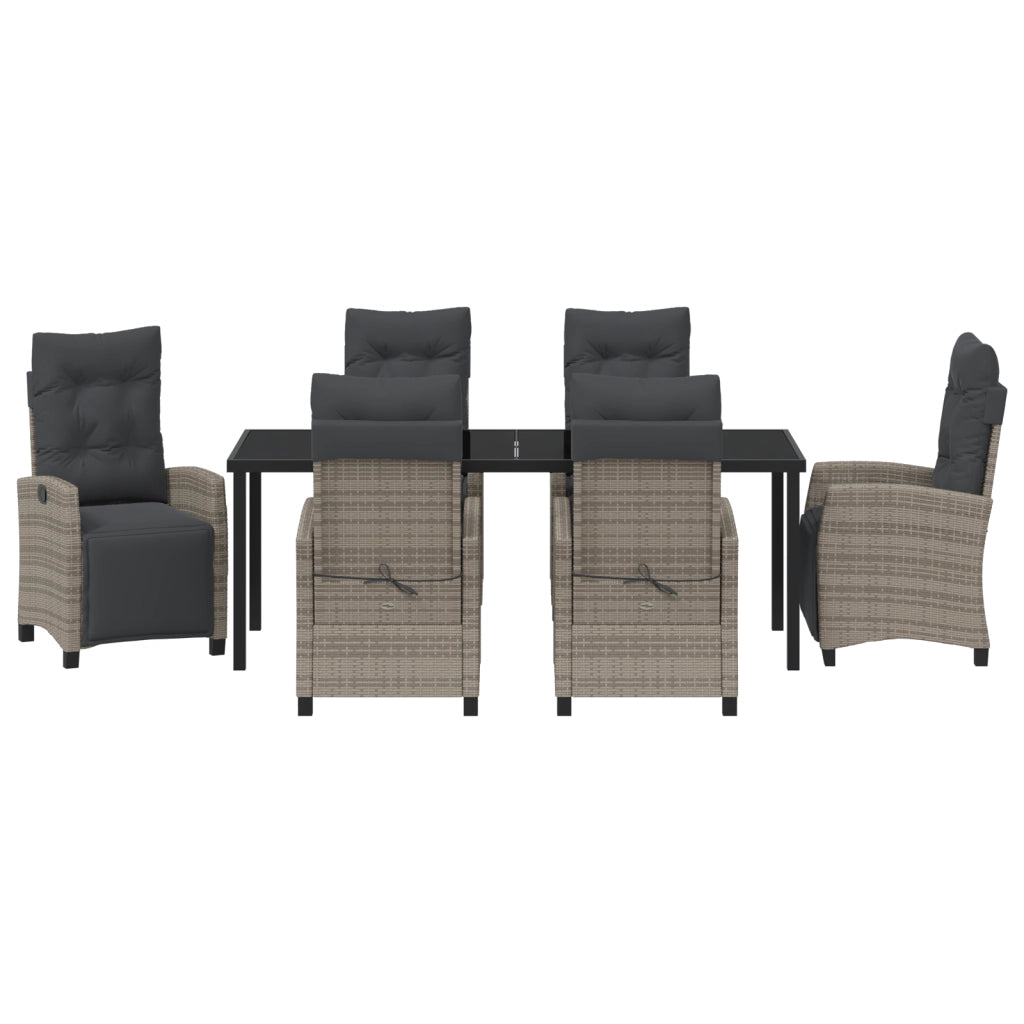 Set di Mobili da Giardino 7 Pezzi Grigio in Rattan Polimerico