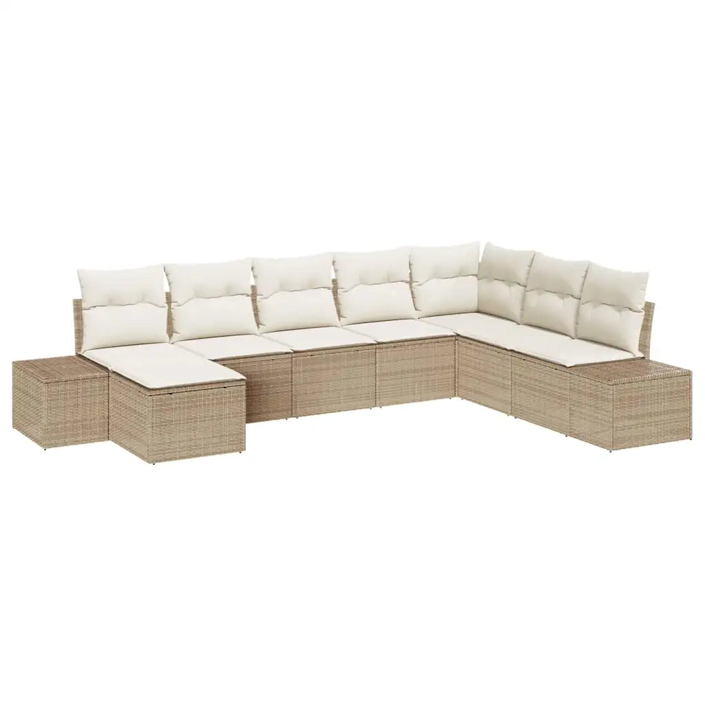 Set Divano da Giardino con cuscino 8 pcs Beige polyrattan 3347181