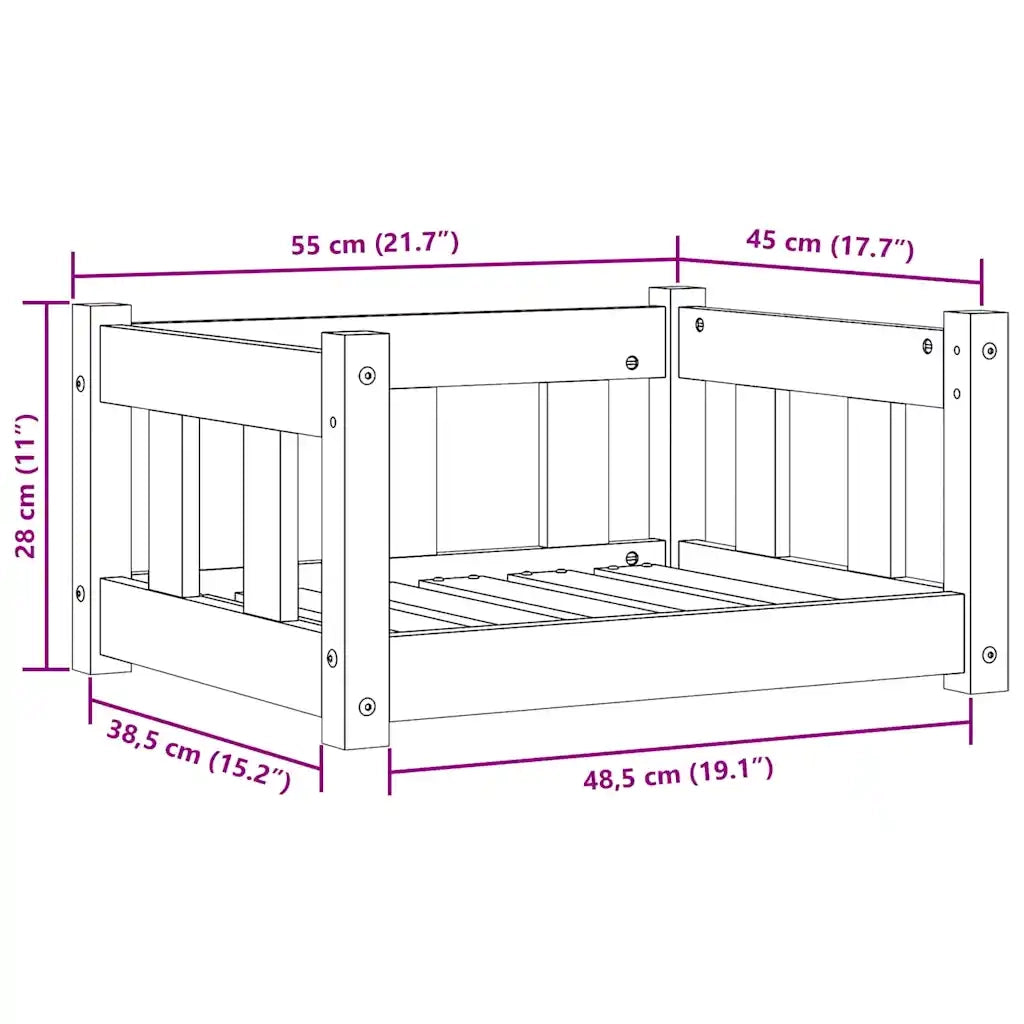 Letto per Cani Marrone cerato 55 x 45 x 28 cm Pino massello CFW5791677