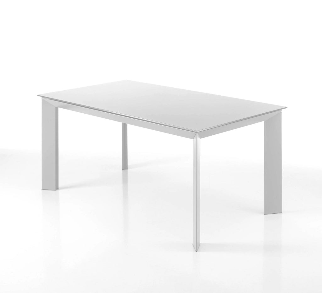 Tavolo allungabile in vetro temprato bianco cm. H.76 x L.90 x P.160