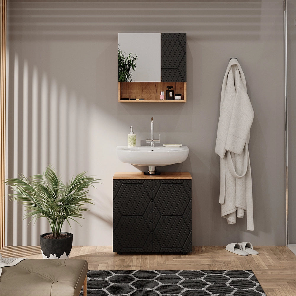 Vicco Set mobili bagno Antracite con struttura a nido d'ape 2 parti, base 60 cm