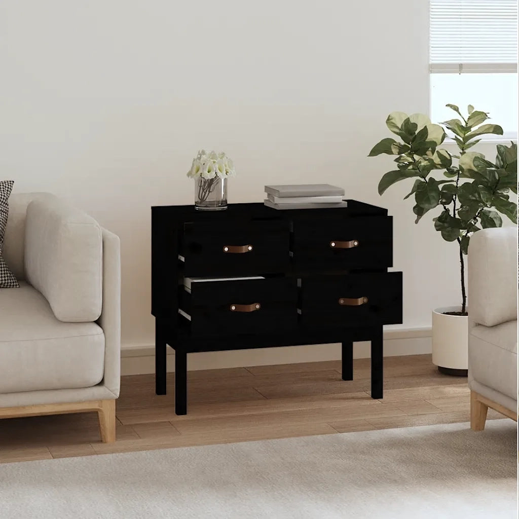Mobile Consolle | Tavolo d'Ingresso Nera 90x40x78 cm in Legno Massello di Pino