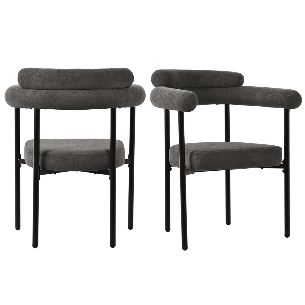 Chaise de salle à manger in tessuto effetto velluto con seduta ampia e supporto ergonomico in ferro grigio scuro 70 × 62 × 84 cm