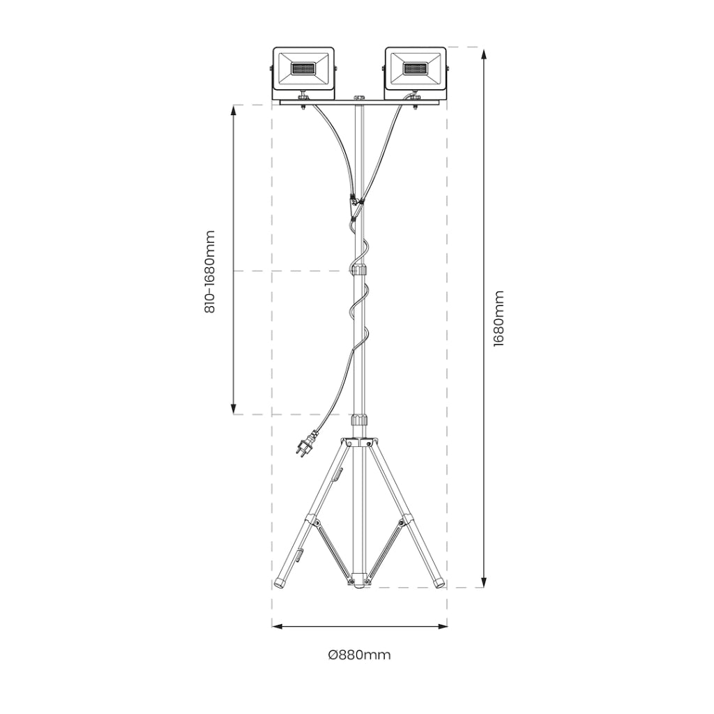 Faro LED su treppiede 2x50W 4000K IP44 Bobby Eko-Light